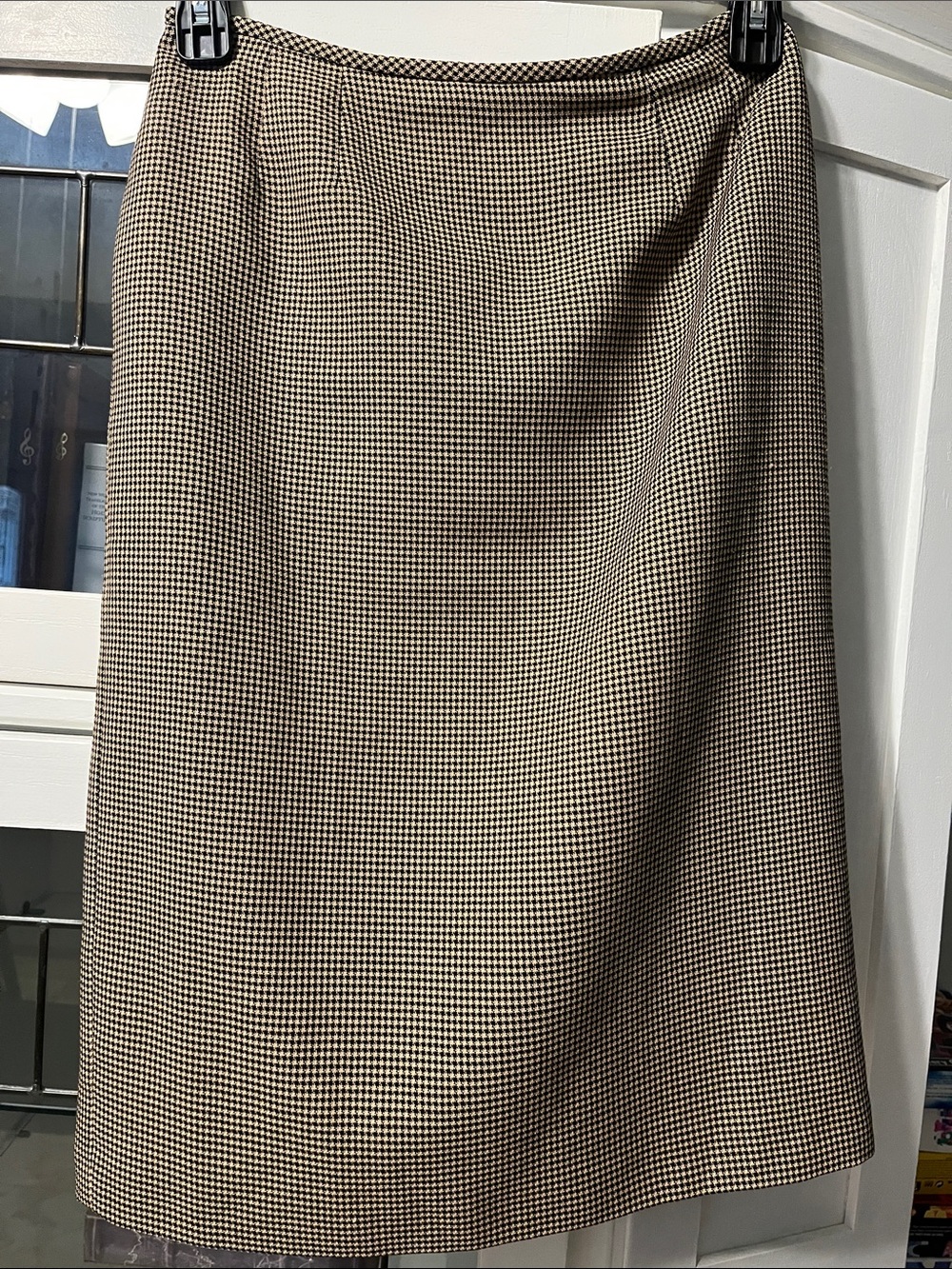 Le Suit Houndstooth Midi Skirt - Brown & Cream